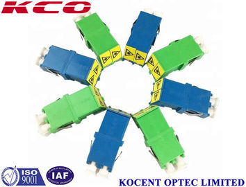 LC/UPC Duplex Shutter Fiber Optic Adapter Full Flange Single Mode MonoMode Blue Colour