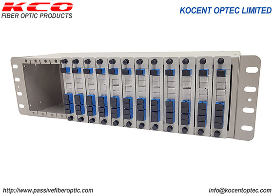 3U 19-inch Rack Mount Fiber Optic Splitter with 1x4 Split Way Mini Tube Type and Steel Tape Material