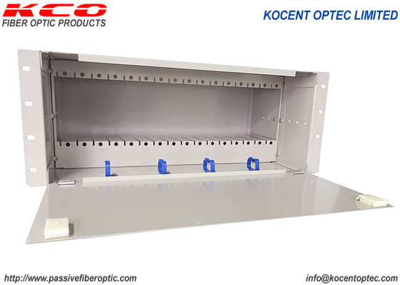 4U 16 Slot LGX PLC Fiber Optic Splitter Rack Mount Chassis Box for FTTH FTTx with 1x2 Split Way
