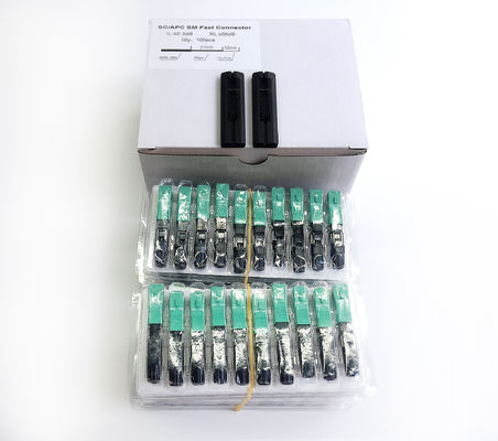 SC APC Fiber Optic Fast Connector with 55mm Length and 4N Fiber Tension for G652/G657 Fiber